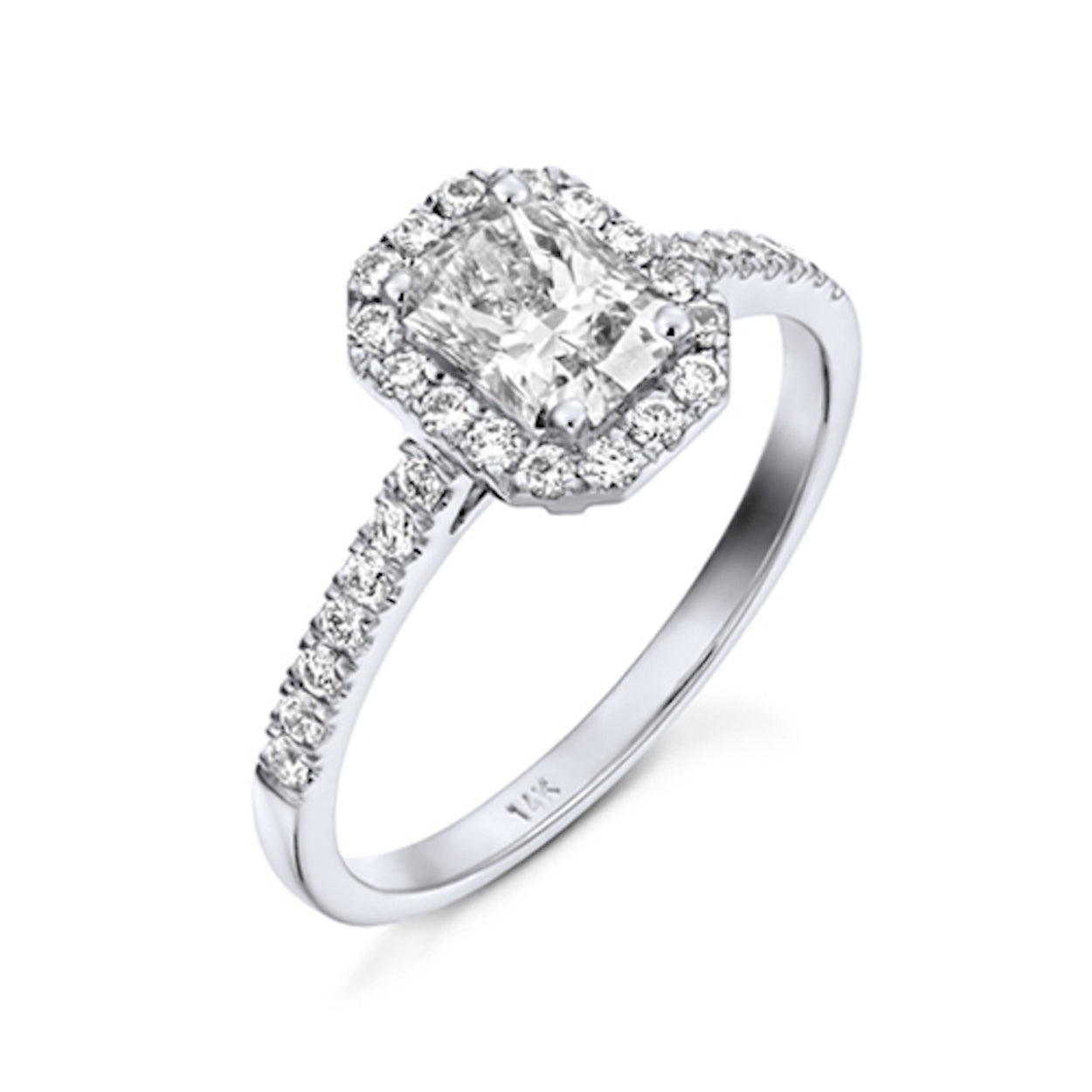 טבעת אירוסין מלטה – מבט צד המדגיש את גובה השיבוץ והגימור האיכותי